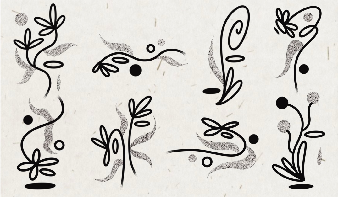 sese abstract botanical line sketches